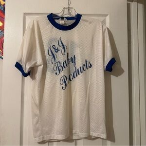 Vintage White and Blue Sports Jersey Tee